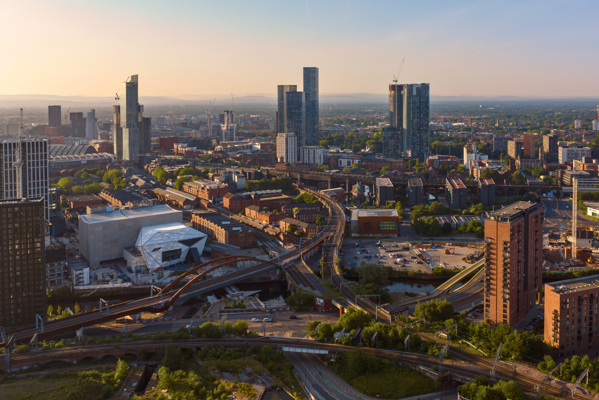 Manchester Cityscape at sunrise